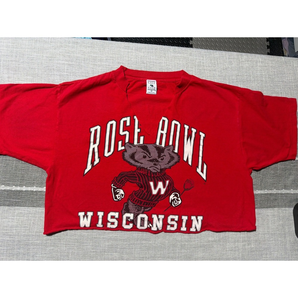 Galt Sand Wisconsin Rose Bowl Red Graphic Crop Top T-Shirt Womens‎ XL  men xl